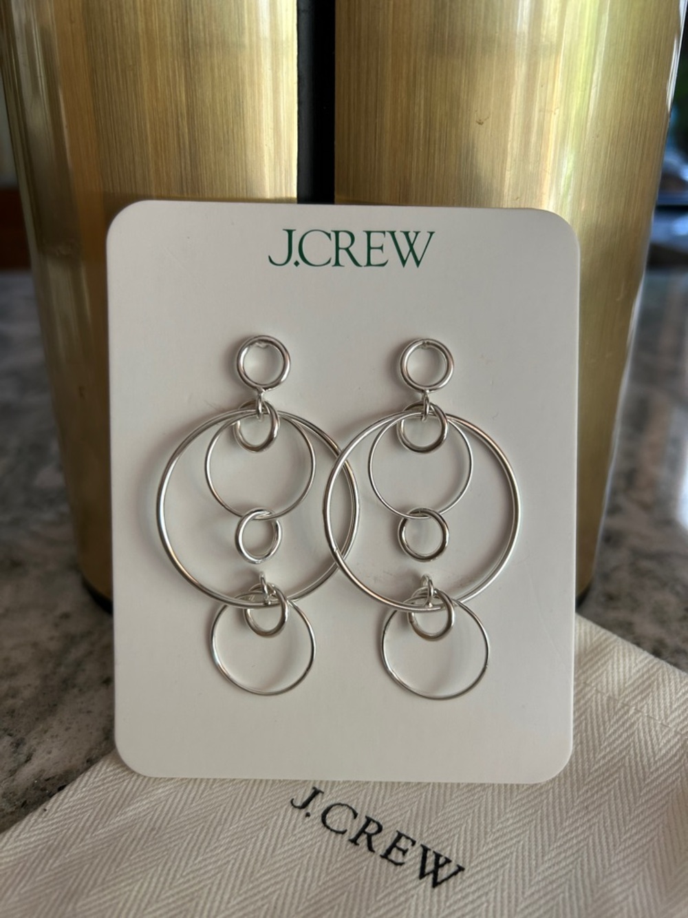 J. Crew Silver Multi-Ring Drop Earrings